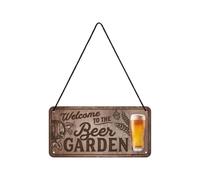 Nostalgic-Art Plaque à suspendre, Welcome to the Beer Garden - Idée de cadeau pour fans de bière, en métal, Design rétro pour décoration, 10 x 20 cm