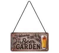 Nostalgic-Art Plaque à suspendre, Welcome to the Beer Garden - Idée de cadeau pour fans de bière, en métal, Design rétro pour décoration, 10 x 20 cm