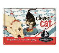 Nostalgic-Art Plaque en Metal 10 x 14 cm - Clever Cat