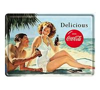 Nostalgic-Art Plaque en Metal 10 x 14 cm - Coca-Cola - Beach Couple