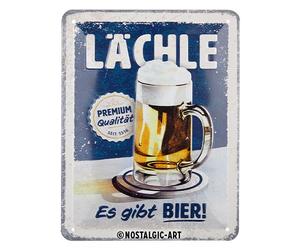 Nostalgic-Art Plaque en métal rétro 15 x 20 cm Sourire ... Il y a de la bière - Idée cadeau pour les fans de bière - En métal - Design vintage avec inscription en allemand