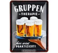 Nostalgic-Art Plaque en métal rétro 15 x 20 cm Thérapie de groupe Bière Idée cadeau pour les fans de bière Design vintage avec inscription en anglais