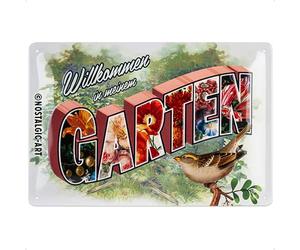 Nostalgic-Art Plaque en tôle rétro 20 x 30 cm Bienvenue dans mon jardin - Idée cadeau pour les amis du jardin - En métal - Design vintage avec inscription en allemand