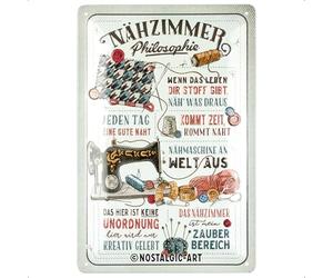 Nostalgic-Art Plaque en tôle rétro - 20 x 30 cm - Philosophie de chambre à coudre - Idée de cadeau pour votre maison - En métal - Design vintage avec inscription en allemand