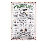 Nostalgic-Art Plaque en tôle rétro 20 x 30 cm Règles de Camping - Idée Cadeau pour Les Fans de Camping en métal Vintage avec Inscription en Allemand