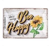 Nostalgic-Art Plaque métallique rétro 20 x 30 cm Bee Happy - Idée cadeau pour les amis du jardin - En métal - Design vintage avec inscription en allemand