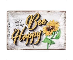 Nostalgic-Art Plaque métallique rétro 20 x 30 cm Bee Happy - Idée cadeau pour les amis du jardin - En métal - Design vintage avec inscription en allemand