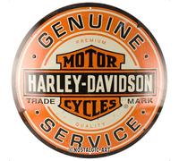 Nostalgic-Art Plaque rétro, Ø 35 cm, Harley-Davidson - Genuine Service - Idée cadeau pour motards, Official License Product (OLP), en métal, design vintage