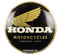 Nostalgic-Art Plaque rétro, Ø 35 cm, Honda MC - Motorcycles Gold - Idée cadeau pour fans de Honda, Official License Product (OLP), en métal, design vintage