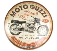 Nostalgic-Art Plaque rétro, Ø 35 cm, Moto Guzzi - The Legendary V-Twin Engine - Idée cadeau pour motards, Official License Product (OLP), en métal, design vintage