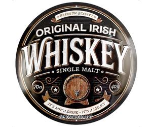 Nostalgic-Art Plaque rétro, Ø 35 cm, Original Irish Whiskey - Idée cadeau comme accessoire du bar, en métal, design vintage