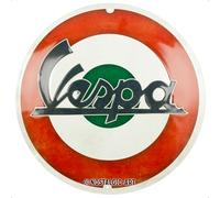 Nostalgic-Art Plaque rétro, Ø 35 cm, Vespa - Logo Italian - Idée cadeau pour fans des scooters, Official License Product (OLP), en métal, design vintage