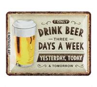 Nostalgic-Art Plaque rétro, 15 x 20 cm, Drink Beer Three Days - Idée de cadeau pour fans de la bière, en métal, design vintage avec slogan