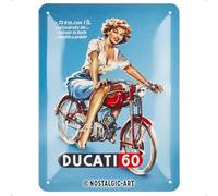 Nostalgic-Art Plaque rétro, 15 x 20 cm, Ducati - Cilindrata 60 Pin Up - Idée cadeau pour motards, Official License Product (OLP), en métal, design vintage