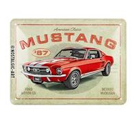 Nostalgic-Art Plaque rétro, 15 x 20 cm, Ford Mustang - GT 1967 Red - Idée cadeau pour fans de Ford, Official License Product (OLP), en métal, design vintage
