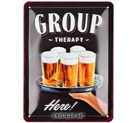 Nostalgic-Art Plaque rétro, 15 x 20 cm, Group Therapy - Idée de cadeau pour fans de la bière, en métal, design vintage avec slogan