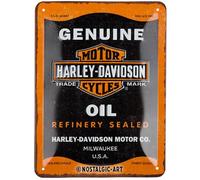 Nostalgic-Art Plaque rétro, 15 x 20 cm, Harley-Davidson - Genuine Oil - Idée de cadeau pour motards, en métal, design vintage