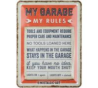 Nostalgic-Art Plaque rétro, 15 x 20 cm, My Garage, My Rules - Idée de cadeau pour l'artisan, en métal, design vintage avec slogan
