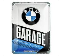 Nostalgic-Art Plaque rétro, 15 x 20 cm, Official License Product (OLP), BMW - Garage - Idée de Cadeau pour Fans de BMW, en métal, Design Vintage
