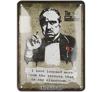 Nostalgic-Art Plaque rétro, 15 x 20 cm, The Godfather - Learn from the streets - Idée de cadeau pour fans du cinéma, Official License Product (OLP), en métal, design vintage