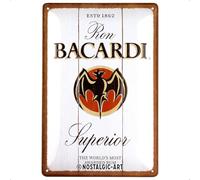 Nostalgic-Art Plaque rétro, 20 x 30 cm, Bacardi - Superior White Wood - Idée de cadeau pour fans de rhum, Official License Product (OLP), en métal, design vintage