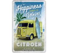Nostalgic-Art Plaque Vintage, Citroen Type H - Happiness in Waves - Idée de Cadeau pour Fans de Voitures, en métal, Déco Design Retro, 20 x 30 cm