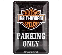Plaque décorative métallique Harley Davidson Parking Only - 20 x 30 cm