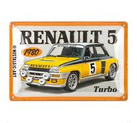 Nostalgic-Art Plaque rétro, 20 x 30 cm, Renault - R5 Turbo 1980 - Idée cadeau pour fans de Renault, Official License Product (OLP), en métal, design vintage