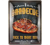 Nostalgic-Art Plaque Vintage, Barbecue Nice to Meat You - Idée de Cadeau pour Amateurs de grillades, en métal, Déco Design Retro, 30 x 40 cm
