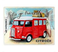 Nostalgic-Art Plaque rétro, 30 x 40 cm, Citroen Type H - Let's go travel - Idée cadeau pour fans de Citroen, Official License Product (OLP), en métal, design vintage