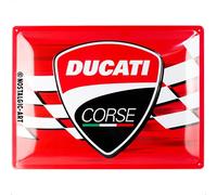 Nostalgic-Art Plaque rétro, 30 x 40 cm, Ducati Corse - Logo Racing Flag - Idée cadeau pour motards, Official License Product (OLP), en métal, design vintage