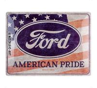 Nostalgic-Art Plaque rétro, 30 x 40 cm, Ford - American Pride US Flag - Idée de cadeau pour fans de Ford, Official License Product (OLP), en métal, design vintage