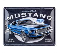 Nostalgic-Art Plaque rétro, 30 x 40 cm, Ford Mustang - 1969 Mach 1 Blue - Idée de cadeau pour fans de Ford, Official License Product (OLP), en métal, design vintage