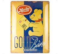 Nostalgic-Art Plaque rétro, 30 x 40 cm, HARIBO - Goldbären Vintage Gold - Idée cadeau pour les gourmands, Official License Product (OLP), en métal, design vintage