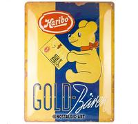 Nostalgic-Art Plaque rétro, 30 x 40 cm, HARIBO - Goldbären Vintage Gold - Idée cadeau pour les gourmands, Official License Product (OLP), en métal, design vintage