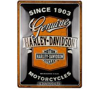 Nostalgic-Art Plaque rétro, 30 x 40 cm, Harley-Davidson - Genuine Motorcycles Ribbon - Idée de cadeau pour motards, en métal, design vintage