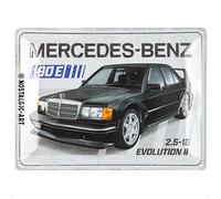 Nostalgic-Art Plaque rétro, 30 x 40 cm, Mercedes-Benz - 190 E 2.5-16 Evolution II - Idée cadeau pour fans de Mercedes-Benz, Official License Product (OLP), en métal, design vintage