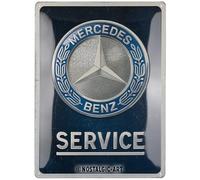 Nostalgic-Art Plaque rétro, 30 x 40 cm, Mercedes-Benz - Service Emblem Blue - Idée de cadeau pour fans de Mercedes-Benz, en métal, design vintage