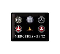 Nostalgic-Art Plaque rétro, 30 x 40 cm, Mercedes - Logo Evolution | original Mercedes-Benz license product (OLP), en métal, design vintage, Idée cadeau pour fans de Mercedes
