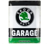 Nostalgic-Art Plaque rétro, 30 x 40 cm, Skoda - Garage Green - Idée cadeau pour fans de Skoda, Official License Product (OLP), en métal, design vintage