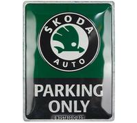 Nostalgic-Art Plaque rétro, 30 x 40 cm, Skoda - Parking Only - Idée de cadeau pour fans de Skoda, en métal, design vintage