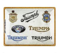 Nostalgic Art – Plaque métal vintage Triumph Logos – Design rétro, idée cadeau fans de moto 30x40 cm