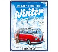 Nostalgic-Art Plaque rétro, 30 x 40 cm, VW Bulli - Ready for the Winter - Idée cadeau pour le bus Volkswagen, Official License Product (OLP), en métal, design vintage