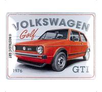 Nostalgic-Art Plaque rétro, 30 x 40 cm, VW Golf - GTI 1976 - Idée de cadeau pour le bus Volkswagen, Official License Product (OLP), en métal, design vintage