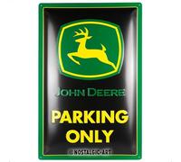 Nostalgic-Art Plaque rétro, 40 x 60 cm, John Deere - Parking Only - Idée cadeau pour fans des tracteurs, Official License Product (OLP), en métal, design vintage