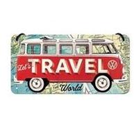 Plaque décorative métallique avec cordelette VW COMBI SPLIT TRAVEL - 10 x 20 cm
