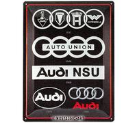 Nostalgic-Art Plaque Vintage, Audi - Logo Evolution - Idée de Cadeau pour Fans de Voitures, en métal, Design Retro pour la décoration, 30 x 40 cm