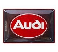 Nostalgic-Art Plaque vintage, Audi - Logo Red Shine - Idée de cadeau pour fans de voitures, en métal, Design retro pour la décoration, 20 x 30 cm