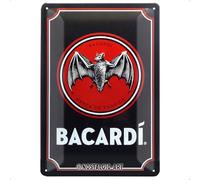 Nostalgic-Art Plaque vintage, Bacardi - Logo Black - Idée de cadeau pour fans de rhum, en métal, Design retro pour la décoration, 20 x 30 cm 22319
