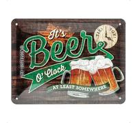 Plaque en métal 15 X 20 cm 'It's beer o'clock at least somewhere' (Bière)